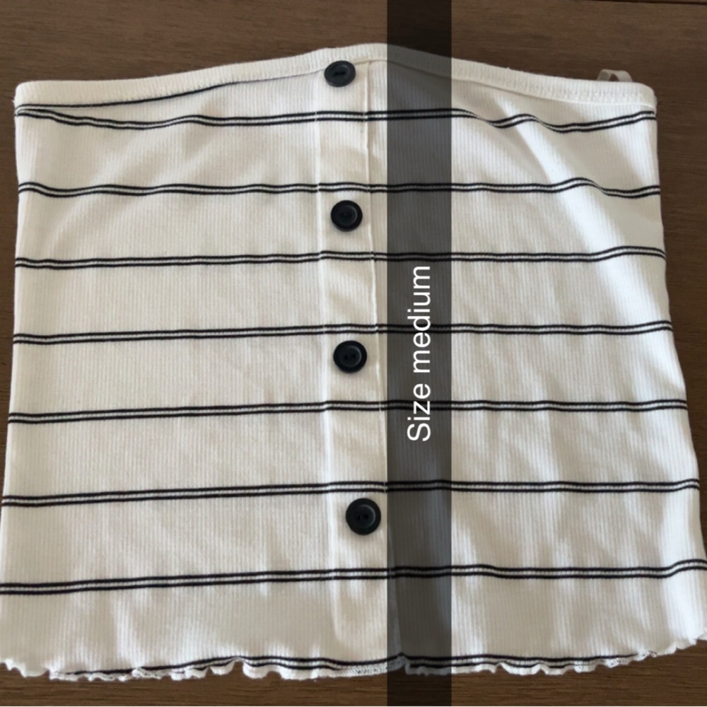 White with Black Stripes tube top